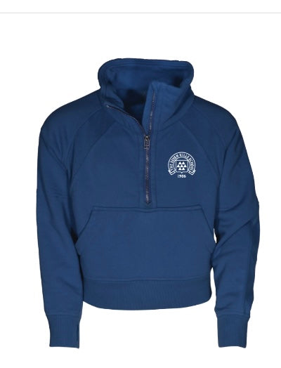 Now in Pink too! Youth semi - cropped 1/4 Zip in Navy or Pink!