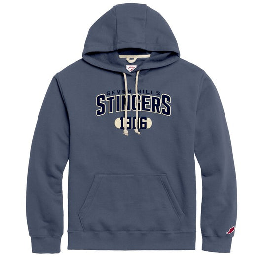 Dark Blue Hoodie with Embroidery