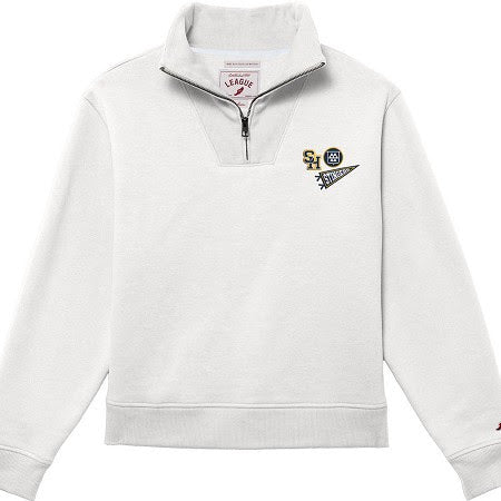 New ! Women's 1/4 Zip Pullover with Patches in White