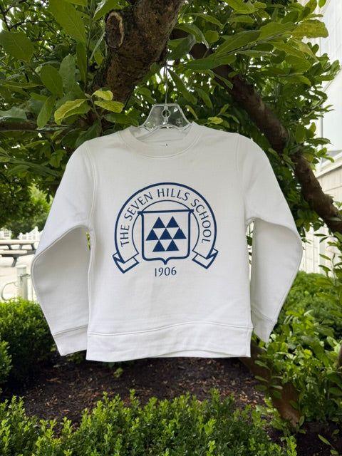 New! Youth Crest Crew in White