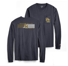 Load image into Gallery viewer, Navy Long Sleeve Back Flag Tshirt