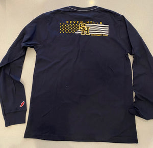 Navy Long Sleeve Back Flag Tshirt